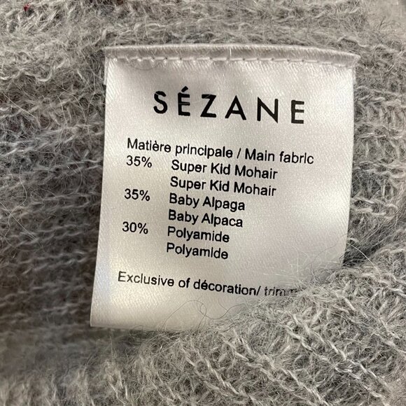 EUC Sezane Robin Mohair Alpaca Reversible Deep-V Sweater Grey XS - Picture 10 of 11